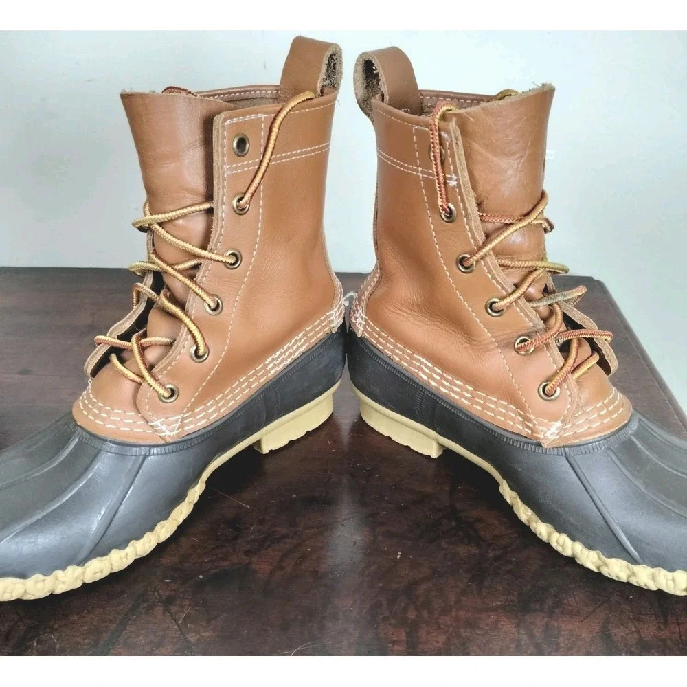 Vintage L.L. Bean Duck Boots Men's 7 / Women's 8.5 Brown Rubber Maine USA